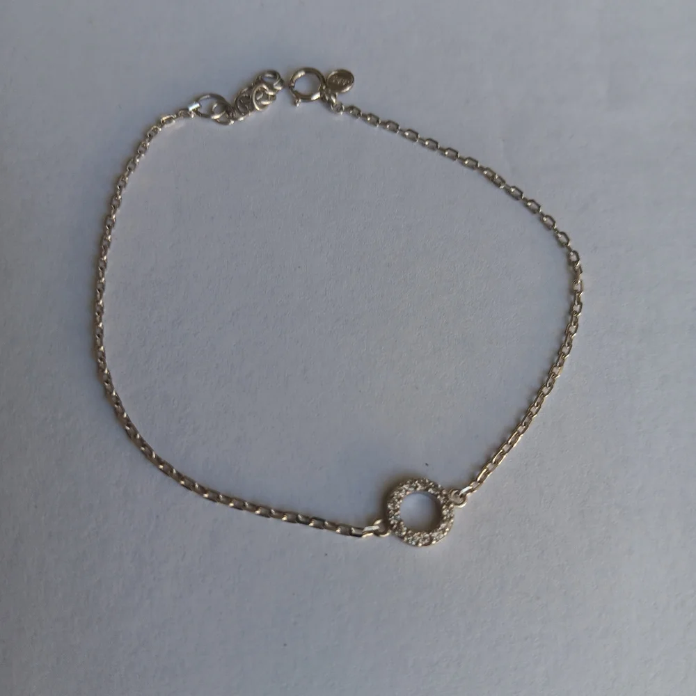 Stamped 925 USA Clear Cubic Zirconia Circle Bracelet Dainty Coquette